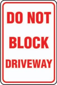 Don't block the drive, leave room for others to pass you on the alley.