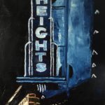Night view of the Heights Theater sign by Lauren Luna
